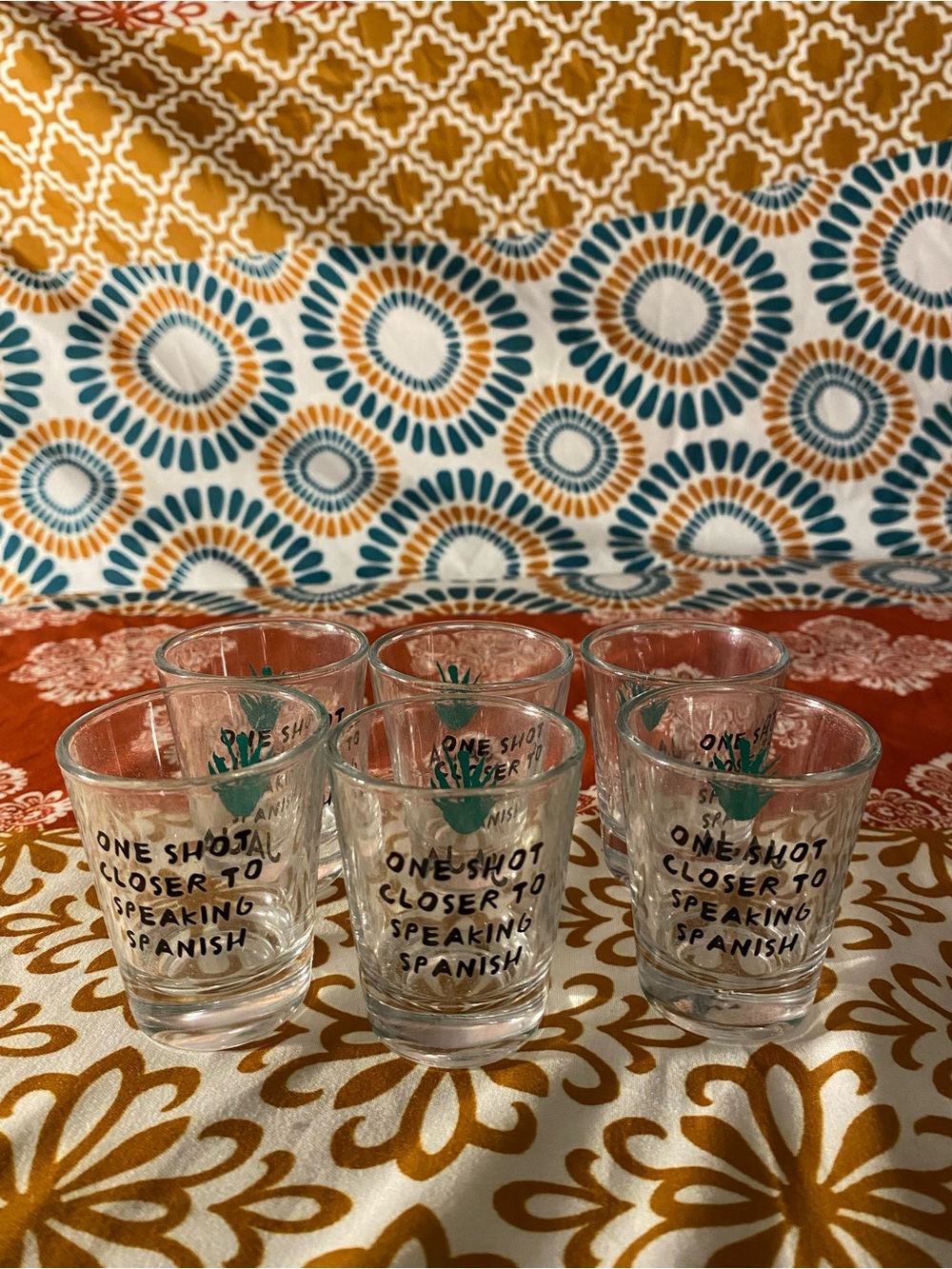 Novelty 'One Shot Closer to Speaking Spanish' Clear Shot Glasses - Set of 6